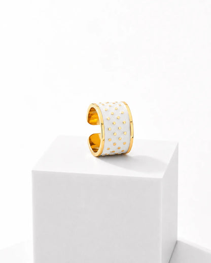 Anillo Blanco y Negro 1.5 cm de alto talla 23