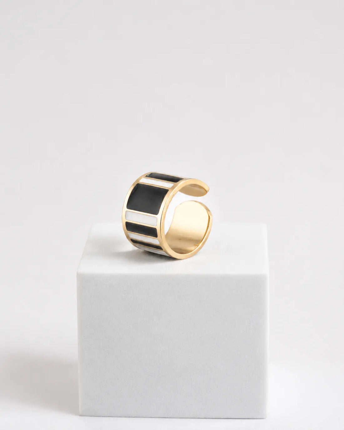 Anello Black & White h 1.5 cm  Barre e Righe