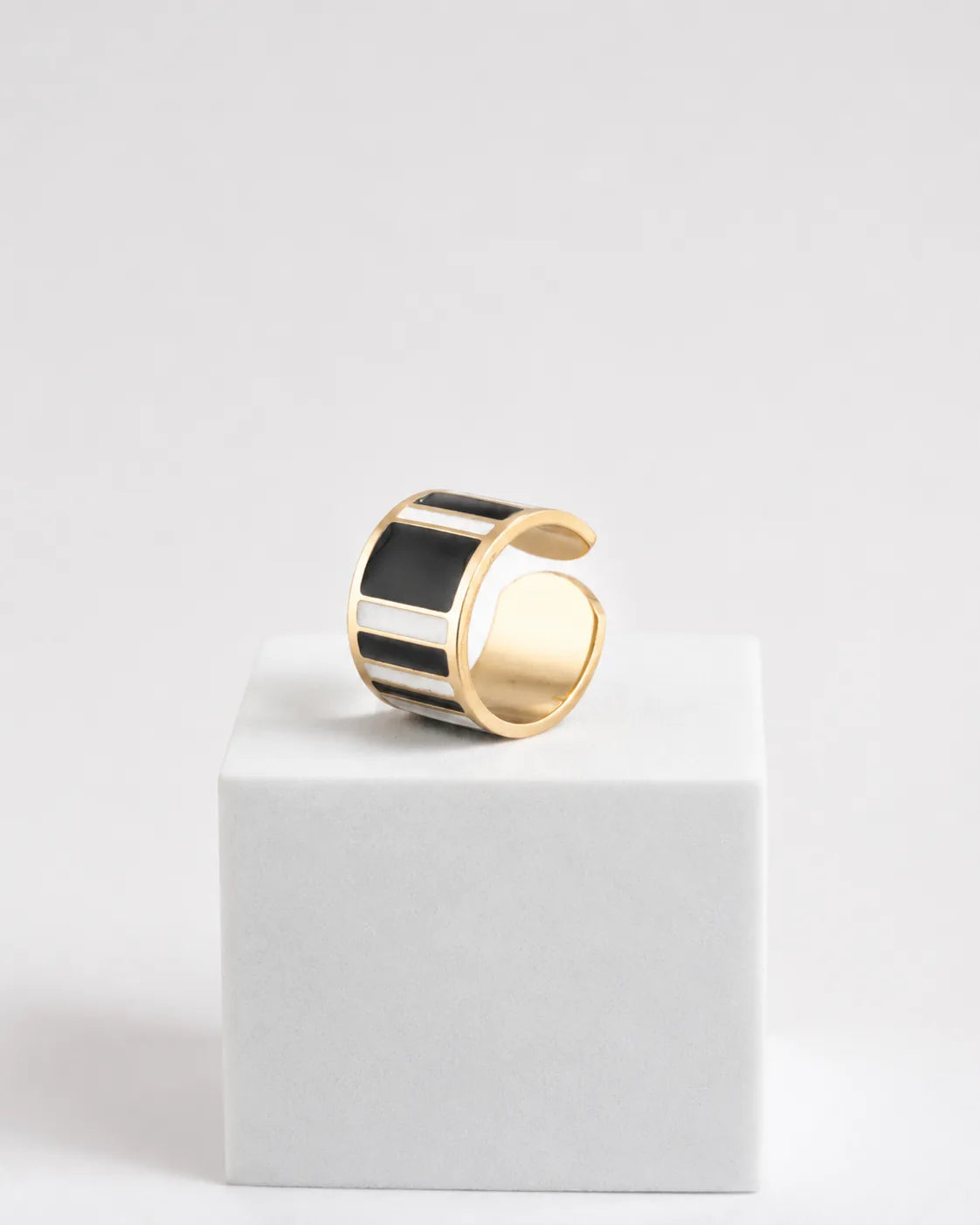 Anello Black & White h 1.5 cm  Barre e Righe