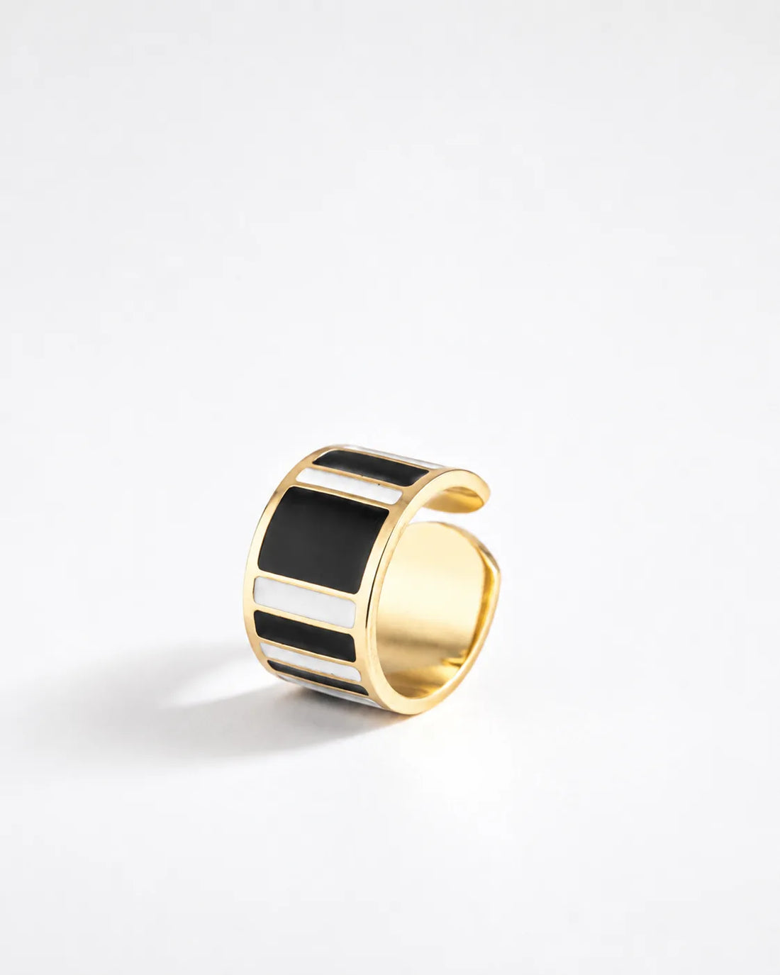 Anello Black & White h 1.5 cm  Barre e Righe