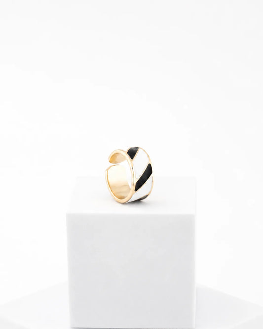 Anillo Blanco y Negro 1 cm de alto n.º 14