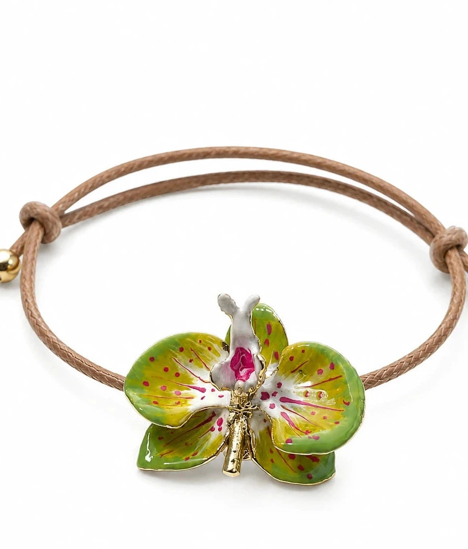 Pulsera Orquídea Leche y Azul de Prusia, tamaño 3 cm