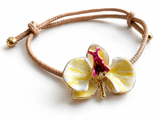 Pulsera Orquídea Leche y Azul de Prusia, tamaño 3 cm