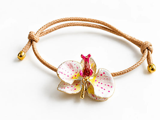 Pulsera Orquídea Leche y Azul de Prusia, tamaño 3 cm