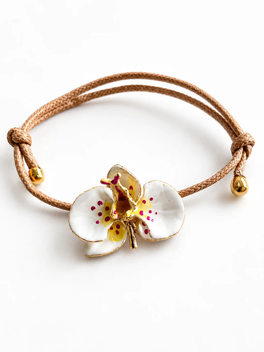 Milk and Sunflower Orchid Bracelet, size 3 cm