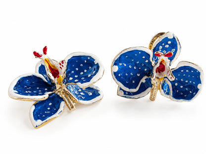 Milk Orchid and Sunflower Earrings, size 3 cm