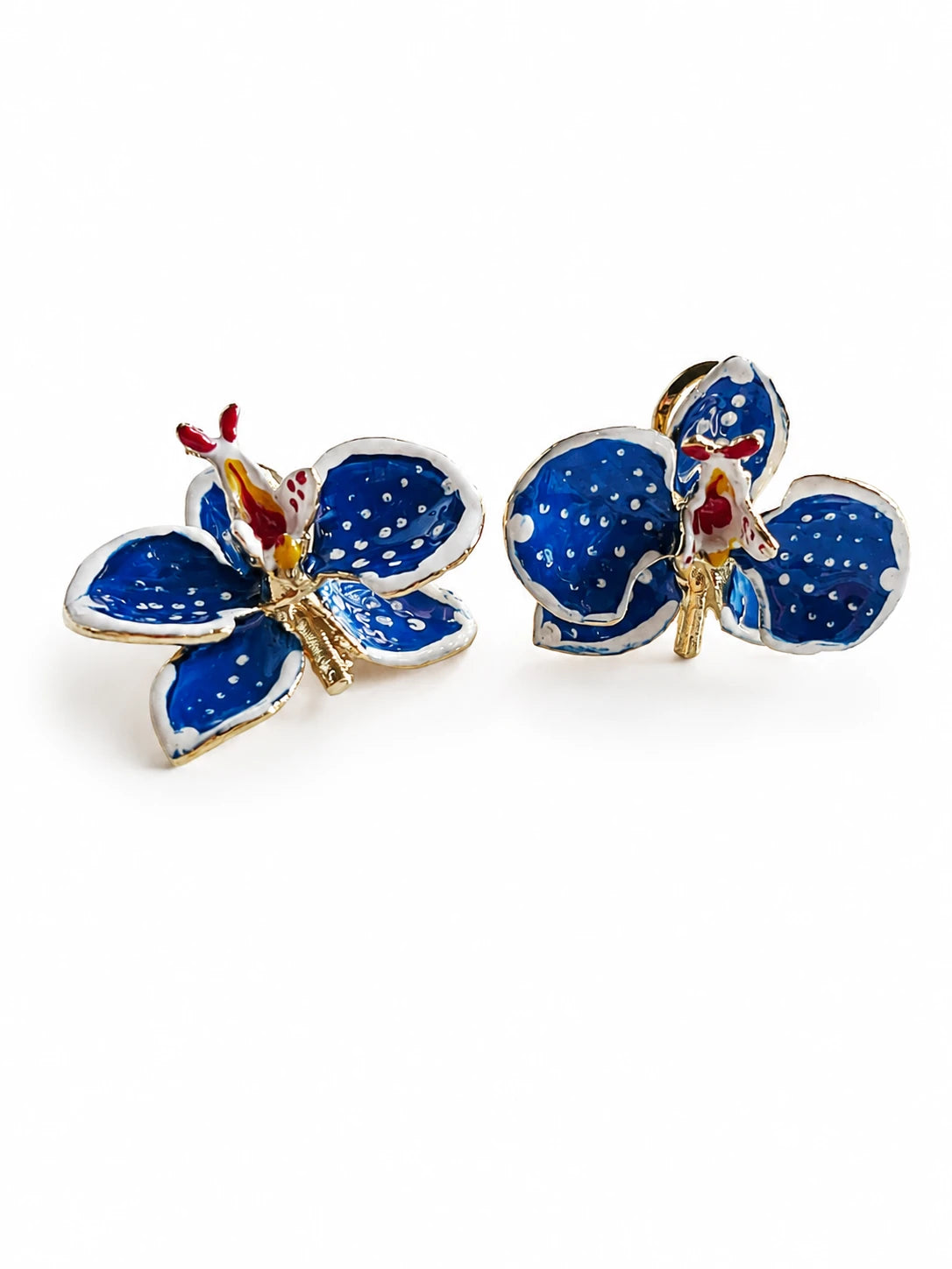 Milk Orchid and Sunflower Earrings, size 3 cm