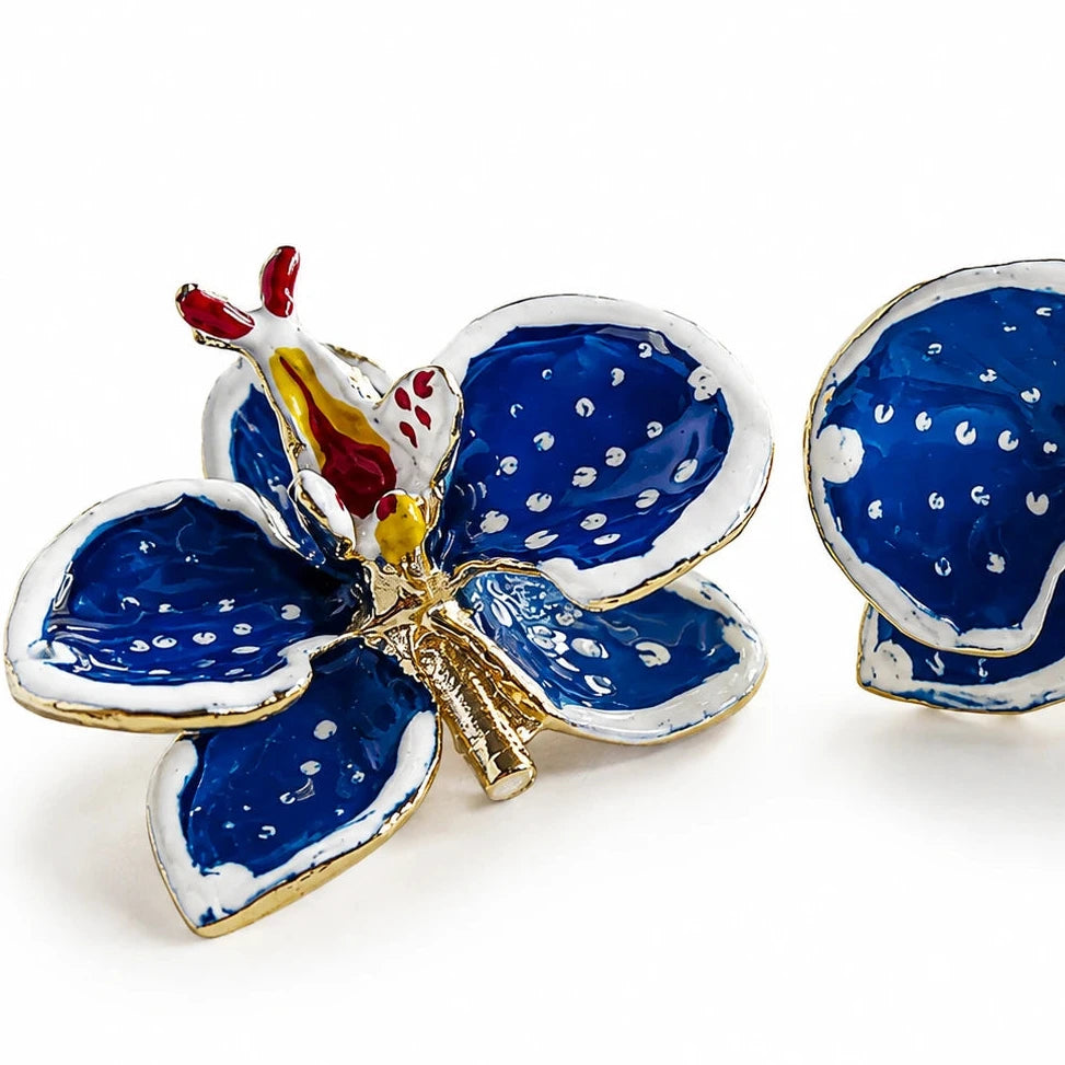 Milk Orchid and Sunflower Earrings, size 3 cm