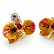 Orchid Foliage and Plum Earrings, 3 cm