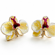 Milk Orchid and Sunflower Earrings, size 3 cm