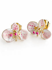 Milk Orchid and Cyclamen Earrings, size 2 cm