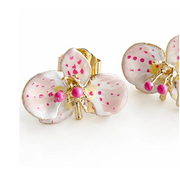 Milk Orchid and Cyclamen Earrings, size 2 cm