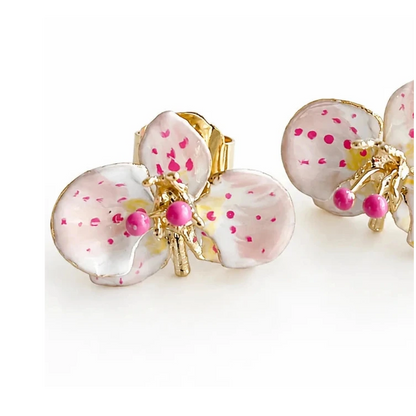 Milk Orchid and Cyclamen Earrings, size 2 cm
