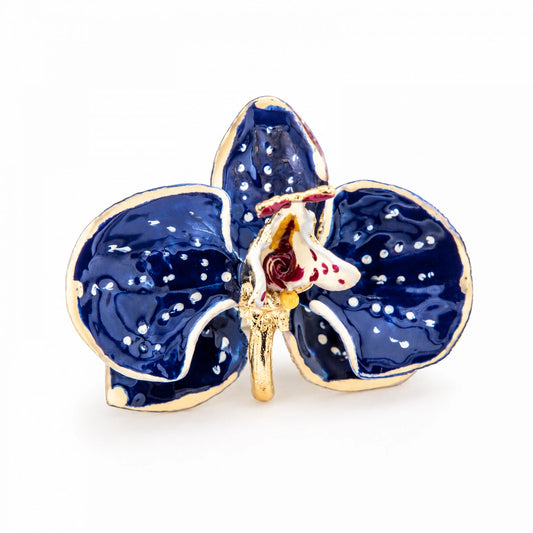 Broche Orquídea Azul Armani y Leche, tamaño 4 cm