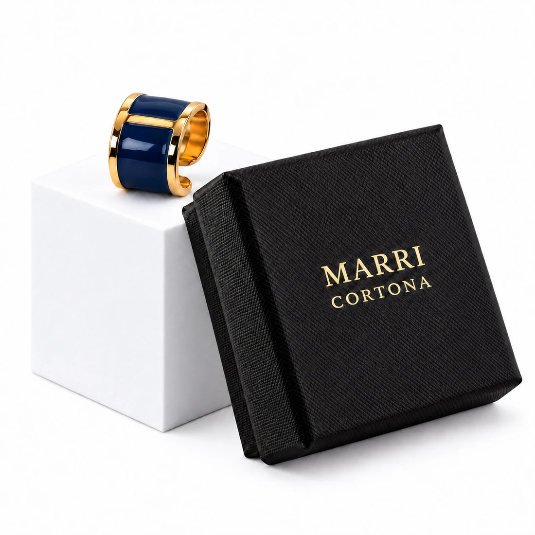 'Blue Armani' enamel ring
