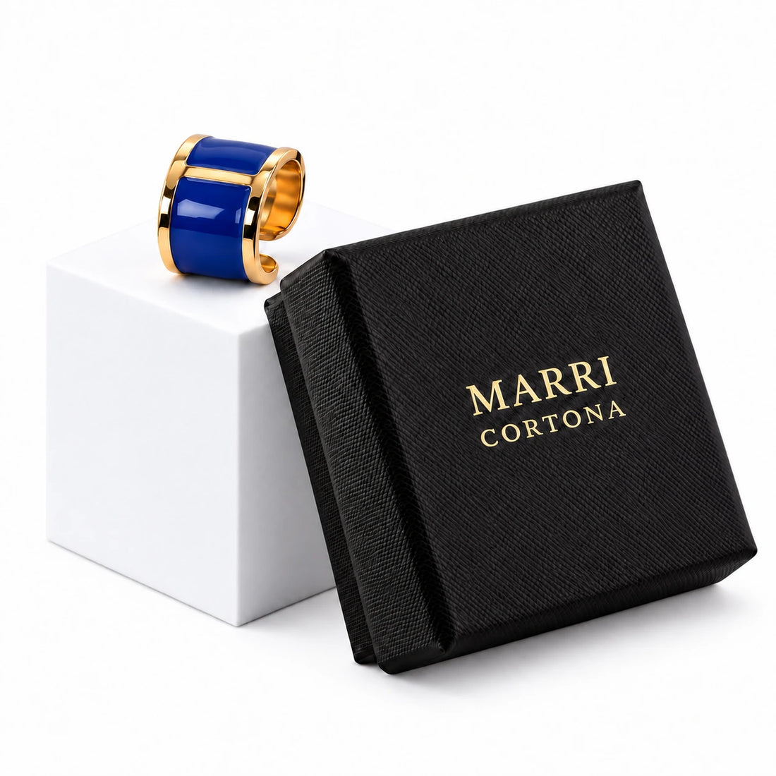 "Blue China" enamel ring