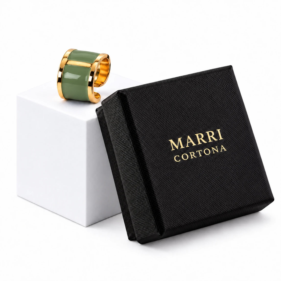 'Verde Aloe' enamel ring