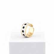 White polka dot ring, 1 cm high