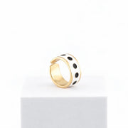 White polka dot ring, 1 cm high