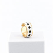 White polka dot ring, 1 cm high