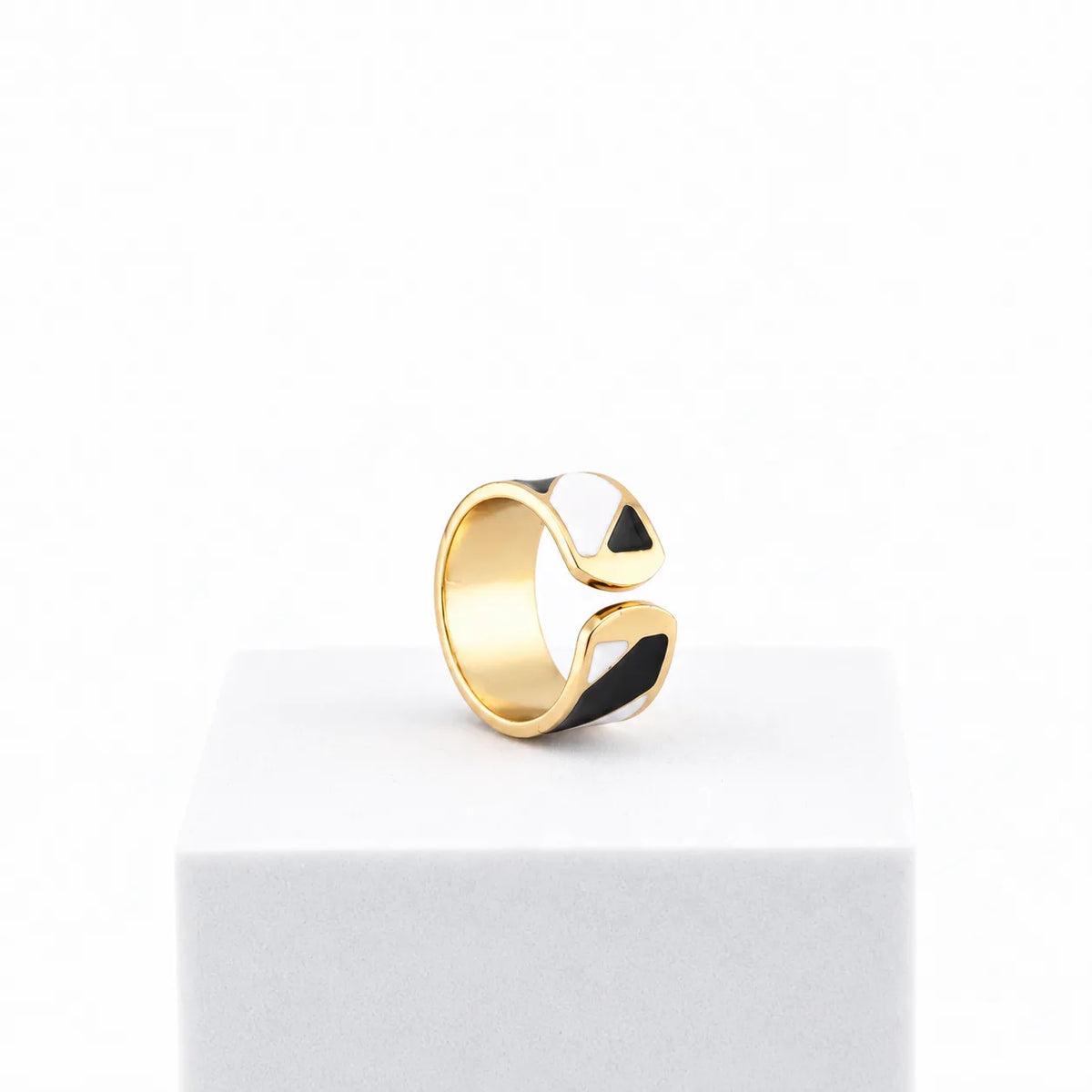 Anillo Blanco y Negro 1 cm de alto n.º 14