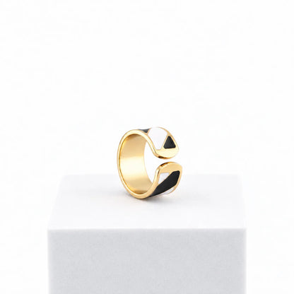 Anillo Blanco y Negro 1 cm de alto n.º 14