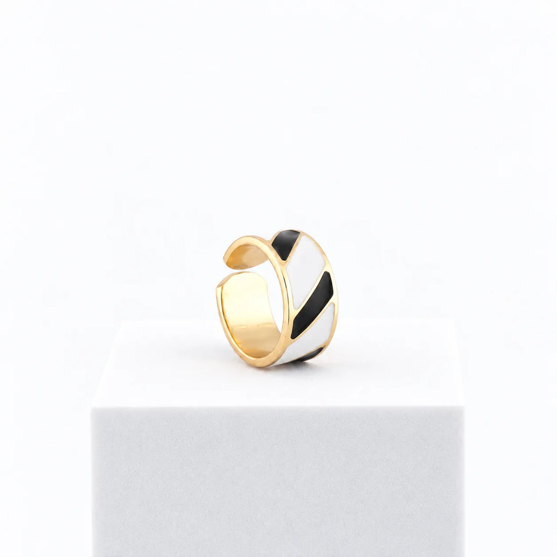 Anillo Blanco y Negro 1 cm de alto n.º 14