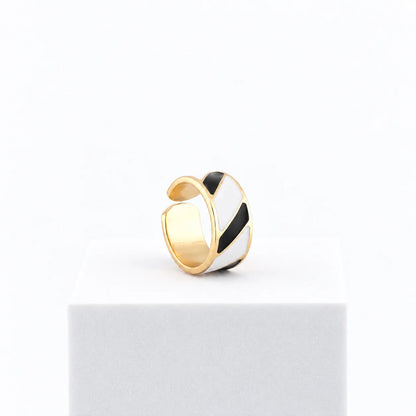 Anillo Blanco y Negro 1 cm de alto n.º 14