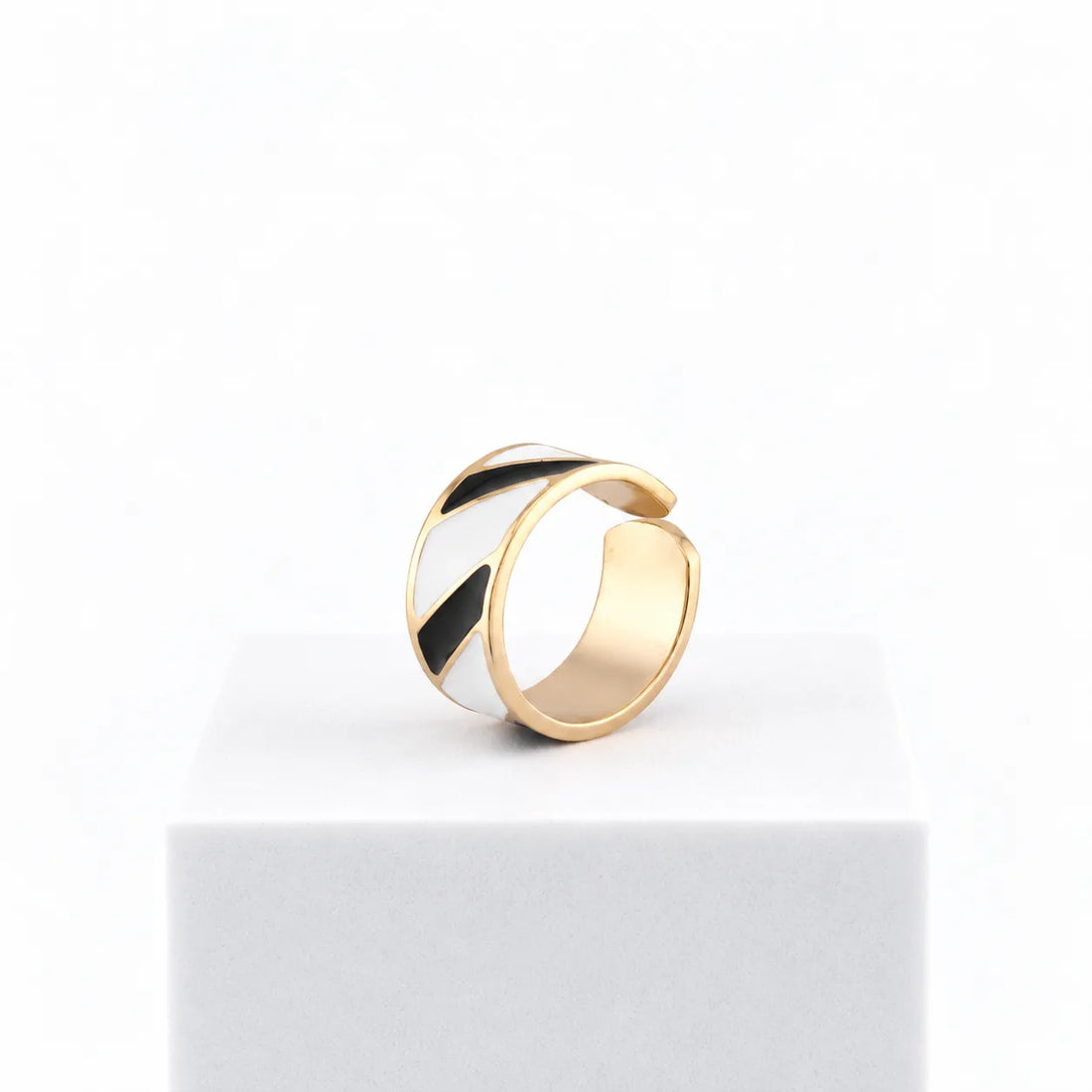 Anillo Blanco y Negro 1 cm de alto n.º 14