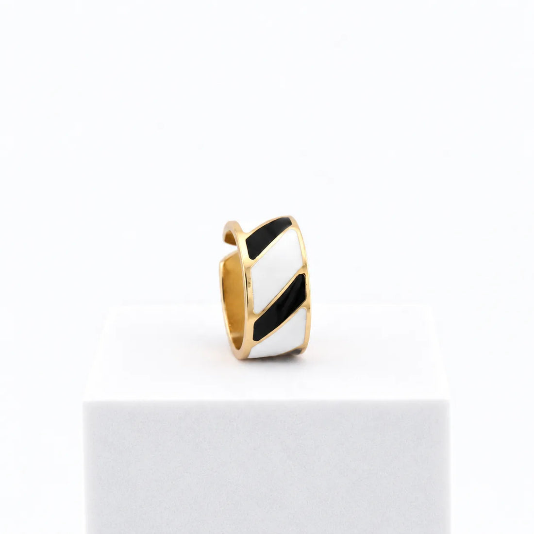 Anillo Blanco y Negro 1 cm de alto n.º 14