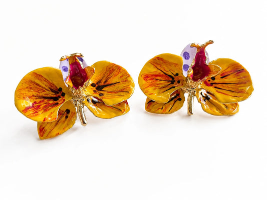Pendientes Orquídea Leche y Girasol tamaño 3 cm