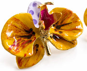 Milk Orchid and Sunflower Earrings, size 3 cm