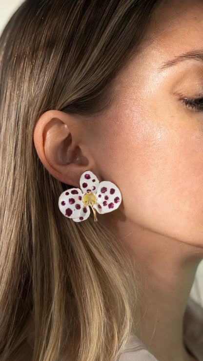 Pendientes Orquídea Leche y Girasol tamaño 3 cm