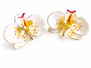 Milk Orchid and Sunflower Earrings, size 3 cm