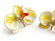 Milk Orchid and Sunflower Earrings, size 3 cm