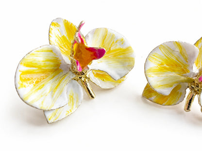 Milk Orchid and Sunflower Earrings, size 3 cm