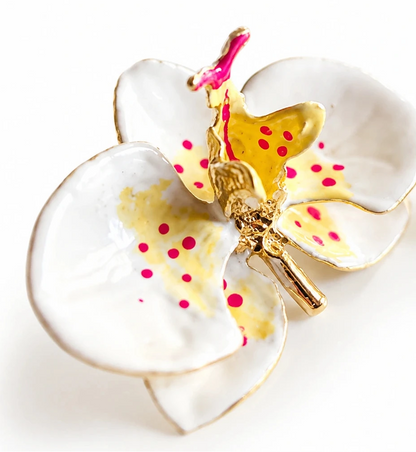 Milk Orchid and Sunflower Earrings, size 3 cm