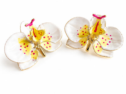 Milk Orchid and Sunflower Earrings, size 3 cm