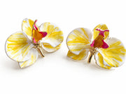 Milk Orchid and Sunflower Earrings, size 3 cm