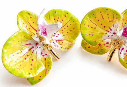 Pendientes Orquídea Leche y Girasol tamaño 3 cm