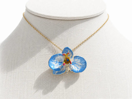 Gargantilla Orquídea Celeste Denim, tamaño 3 cm