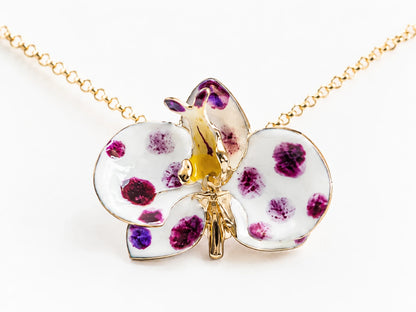 Collar Orquídea Leche y Ciruela tamaño 3 cm