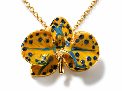 Girocollo Orchidea Giallo Kako e Blue China