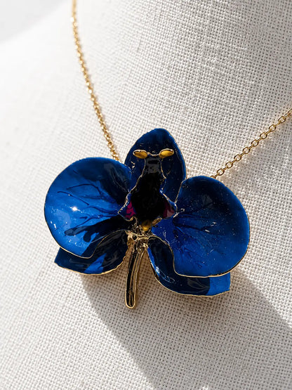 Girocollo Orchidea Blue China dimensione 4 cm