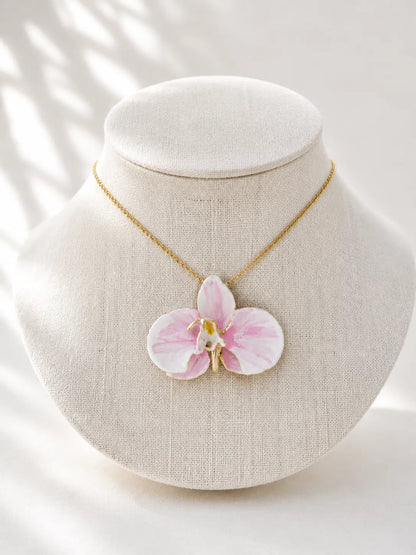 'Milk and Cyclamen' Orchid Choker, size 4 cm