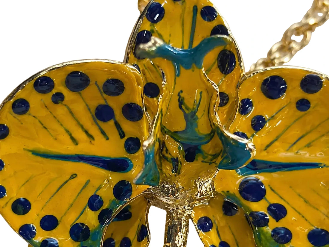Girocollo Orchidea Giallo kako e Blue China dimensione 4 cm