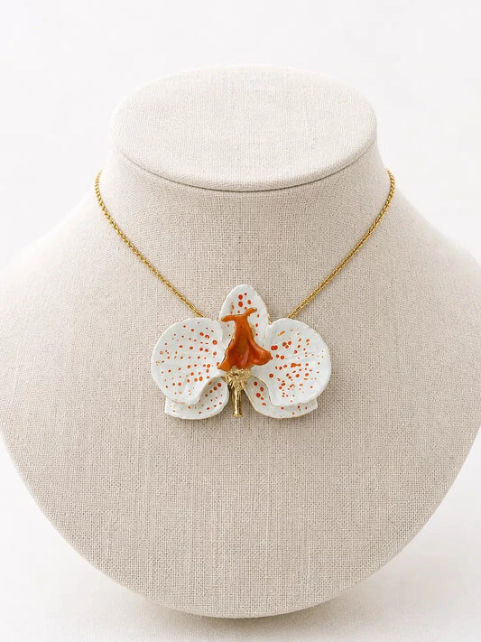 'Blue China and Milk' Orchid Choker, size 4 cm