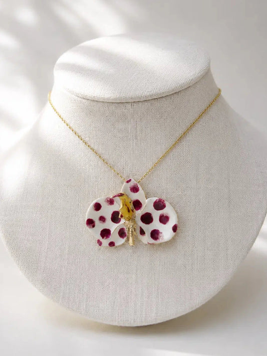 Girocollo Orchidea Latte e Prugna dimensione 4 cm