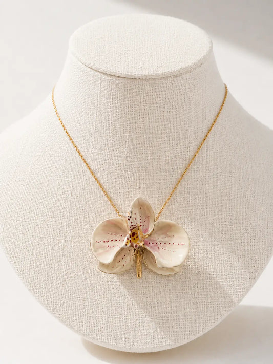 'Milk and Geranium' Orchid Choker, size 4 cm