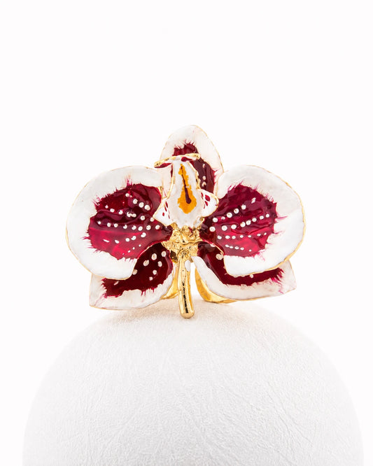 Anello Orchidea Latte e Borgogna